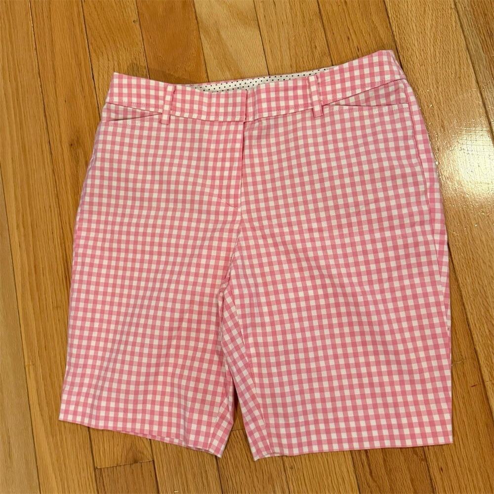 Talbots Perfect Shorts Womens 6P Petite Pink Gingham Bermuda Golf Casual